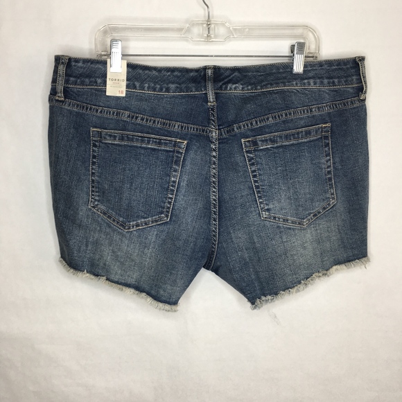 Torrid Dark Wash Double Seam Short Short - Picture 3 of 7